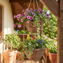 gjenstander Hengende kurv blomsterkurv 2 kurver tre natur Ø20cm/26cm