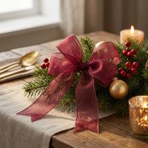 gjenstander Organzabånd gavebånd med selvkant Bordeaux 50m