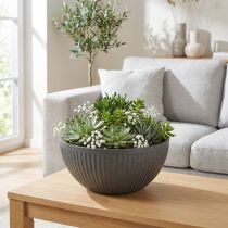 gjenstander Blomsterpotte i plast med riller antrasitt Ø30 cm