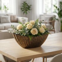 gjenstander Planteskål med riller oval båt antrasitt gull 36cm