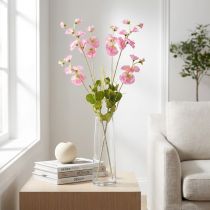 gjenstander Søte erter kunstige blomster rosa på lang stilk 74cm 2stk