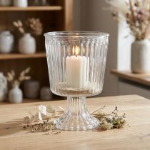 gjenstander Lyktglasskopp riflet glassdekor Ø11,5cm H15cm