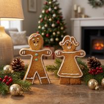 gjenstander Julepynt pepperkakemann og -kvinne keramikk 16 cm sett med 2 deler