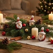 gjenstander Keramisk julenissefigur, rød, 7cm – Festlig julepynt – 6 stk