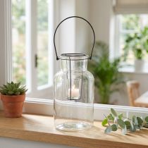 gjenstander Flaskedekor lanterne glass metall klar sort Ø13cm