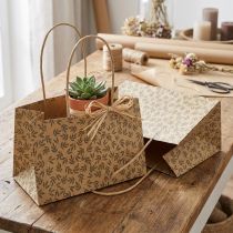 gjenstander Gavepose av papir, naturlige brune blader, 20×10×10 cm, 6 stk.