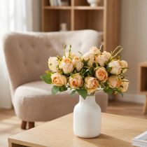 gjenstander Kunstig blomsterrosebukett, realistisk dekorasjon for oppholdsrom, 31 cm, 3 stk.