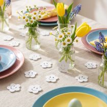 gjenstander Treblomst med ansikt hvit 2,5cm 48 stk