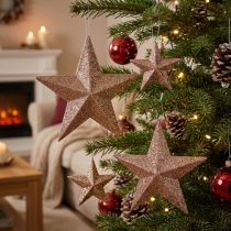 gjenstander Glitterstjernegullblanding 9,5/5cm 18 stk