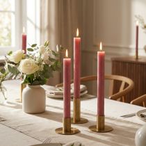 gjenstander Koniske lys ensfarget gammelrosa 34mm x 240mm 4 stk