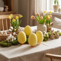 gjenstander Påskeegg med ben Gul Dekorfigur Egg Påskepynt H13cm 4 Stk