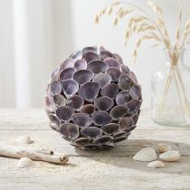 gjenstander Skallkule Maritim dekor med skjell Deco ball fiolett Ø12cm