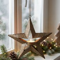 gjenstander Telysholder metall julestjerne dekorasjon beige 22,5cm