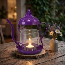 gjenstander Telysholder glass lanterne tekanne lilla Ø15cm H26cm