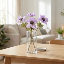 gjenstander Kunstige anemoneblomster i lilla, 34 cm lange, 4 stk.