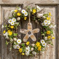 gjenstander Blomst til å henge, tredekor med mønster, vårdekor natur, hvit H19,5cm