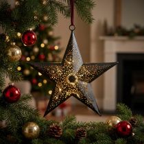gjenstander Julehenger Star Metal Star Sort H19cm