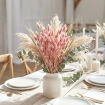 gjenstander Kaninhalegress (Lagurus) Tørket Lyserosa 60 cm 50 g Tørkede blomsterdekorasjon Kunstig Boho Bryllup