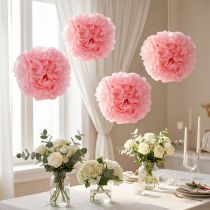 gjenstander Pomponpapir Ø30cm lys rosa 5stk
