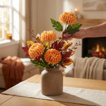 gjenstander Kunstig krysantemum oransje blomst Ø7cm 18cm 4 stk