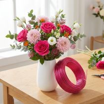 gjenstander Aluminiumstråd Ø2mm Rosa 60m 500g Smykketråd Hobbytråd Dekorasjon