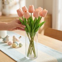 gjenstander Kunstige tulipaner Real-Touch ferskenrosa 38cm haug à 7 stk