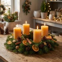 gjenstander Ensfargede kuppellys, honningfargede dekorative lys, adventsdekorasjon, 70x80mm, sett med 4, høy kvalitet