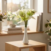 gjenstander Kunstige orkideer kunstige blomster i vase hvit/grønn 28cm