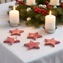 gjenstander Trestjernedekor julepynt stjerner rosa glans Ø5cm 8 stk