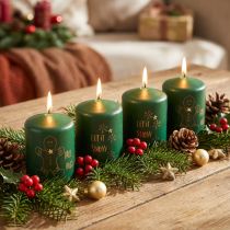 gjenstander Grønne julelys, sett med 4, Ø5 cm, H6 cm, adventsdekorasjon