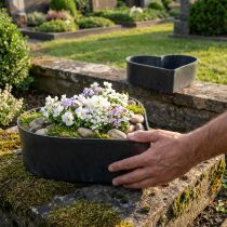 gjenstander Skål hjerte plast dekorativ skål antrasitt 24/21cm sett med 2