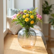 gjenstander Blomstervase dekorativ vase liten vase laget av glass H9cm Ø8cm