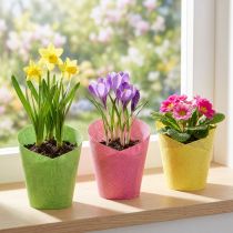 gjenstander Plantepapir vevd rosa, gul, grønn Ø7cm H13cm 12stk