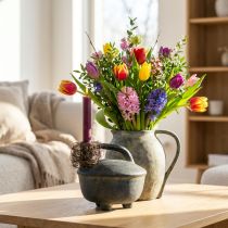 gjenstander Dekorativ vase kanne keramisk antikk look antrasitt beige 18cm