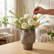 gjenstander Dekorativ vase keramisk plantekasse metallic brun gråblå 16,5×20,5cm
