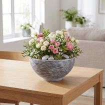 gjenstander Dekorativ skål rund planteskål grå sort Ø35cm H18cm
