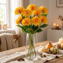 gjenstander Kunstige blomster dekorative georginer kunstig gul oransje 50cm