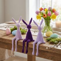 gjenstander Hylleholder kanin påskehare flokket lilla 36 cm 3 stk