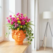 gjenstander Plantehode Plantekar Bust Plantepotte Oransje 13,5×13×14cm