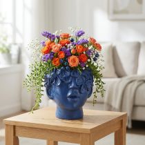 gjenstander Plantehode Polyresin Bust Planter Blå 13,5×13×14cm