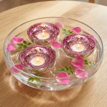gjenstander Flytende skål telysholder glass sølv lilla Ø7cm 3stk