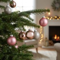 gjenstander Julepynt i glass, rosa og grå, Ø50 mm, 24 stk.
