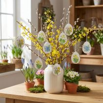 gjenstander Påskeegg med vårblomster, ideelle til påskebuketter eller vinduer, 8 cm, 8 stk.