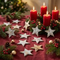 gjenstander Kokosstjerne hvit grå 5cm 50stk. Adventstjerner sprer dekorasjon
