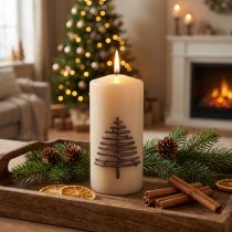 gjenstander Julelys, beige, grantredesign, 150/70 mm, 63h, RAL