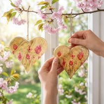 gjenstander Trehjerter til oppheng av blomster Naturrosa H18cm 2 stk