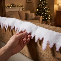 gjenstander Istappgirlander snøfleece med glitterkant 13×180 cm 3 stk