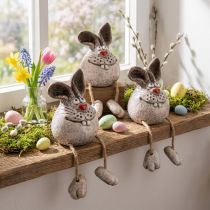 gjenstander Bunny keramisk dekorativ kaninkantkrakk 6,5×7×9,5cm 3 stk.