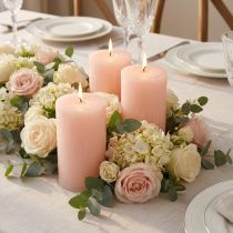 gjenstander Rosa søylelys 70x120mm - Sett med 4 lyserosa dekorative lys for romantikk og hygge, bryllupsdekorasjon