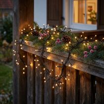 gjenstander LED lyskjede for utvendig 288er 2,4m sort/varm hvit